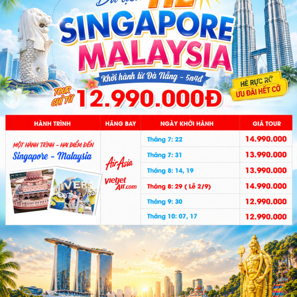 Du lịch Singapore - Malaysia 2026