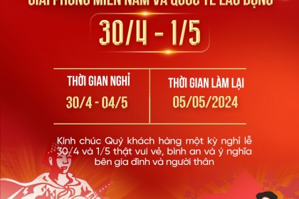 Thông báo lịch nghỉ lễ 30/4 - 01/5/2025